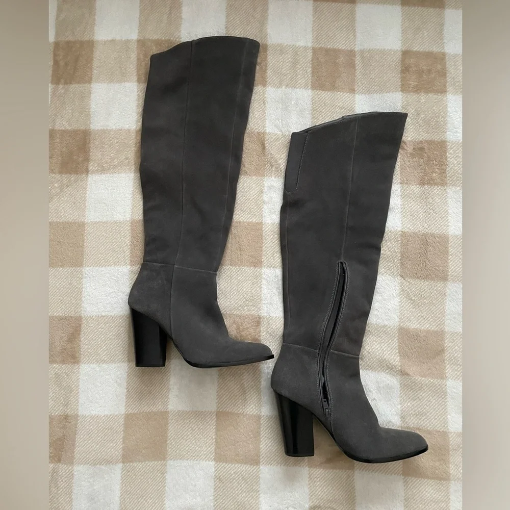 Design Lab Lord & Taylor Dark Gray Over the Knee Heel Boots 8.5 Womens NWOT